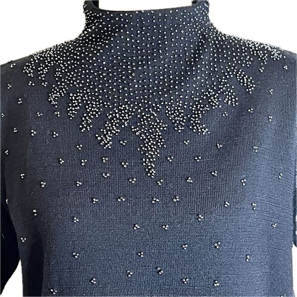 Doncaster Vintage Beaded Mock Neck Wool Top With Back Zip Closure Size Medium - Picture 5 of 14